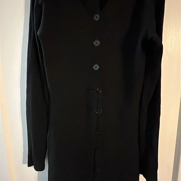 Reformation Jeans Black Ribbed Button-Front Long Sleeve Dress – XS - Picture 3 of 6